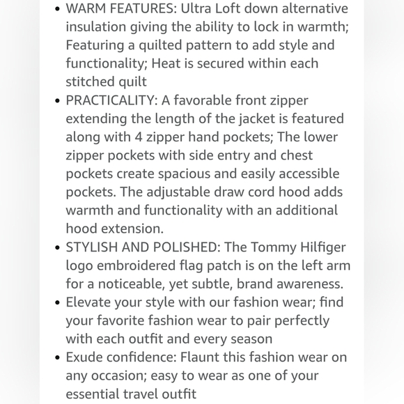 Tommy Hilfiger Quilted Parka Jacket, Sherpa Lined Hood - Picture 12 of 12